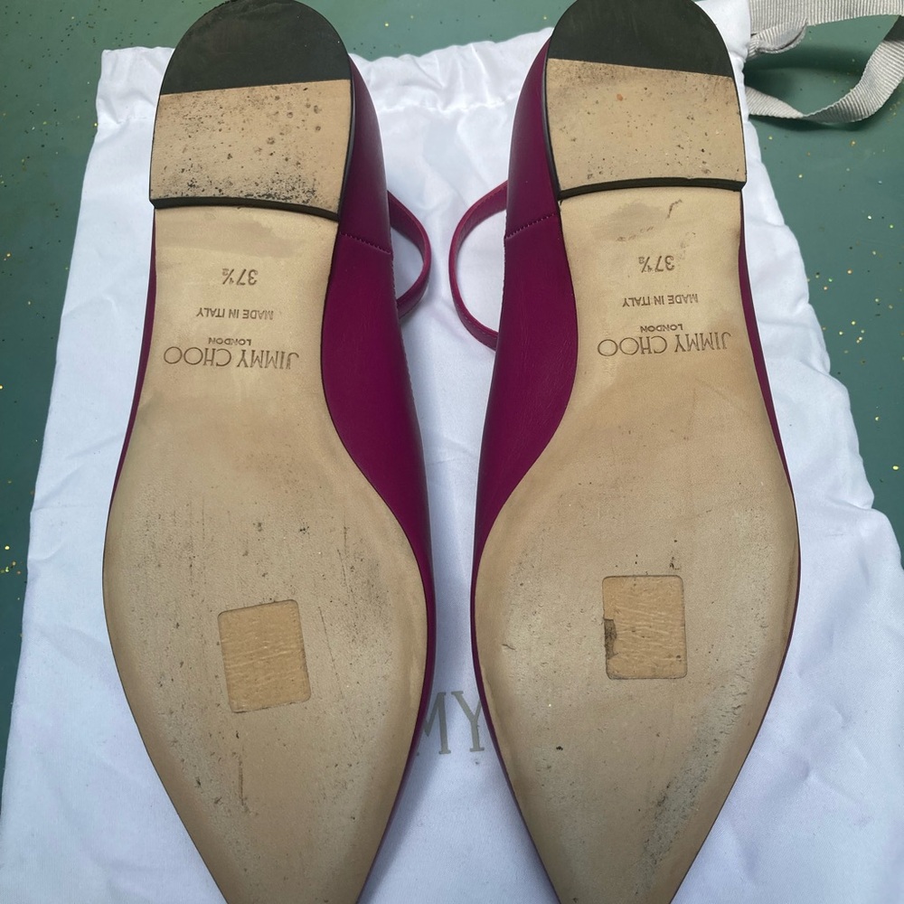 Jimmy Choo Sonia Ballerina Flats in Magenta - Nearly New - Picture 3 of 5